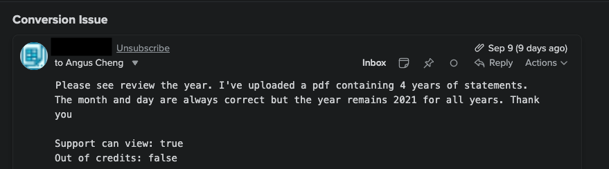 Email from user